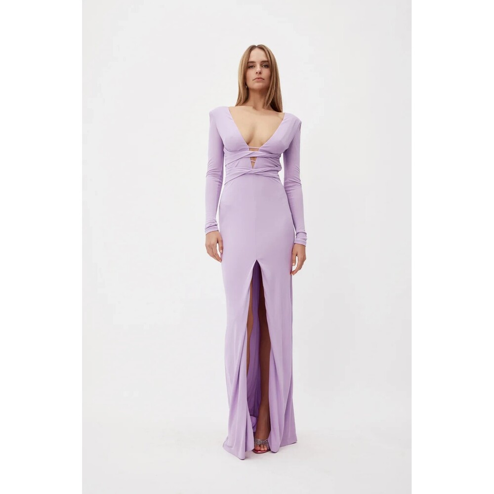 DUNDAS Orion Size 38/US Size 2 Lilac Cutout Long Sleeve Evening Maxi Dress NWT